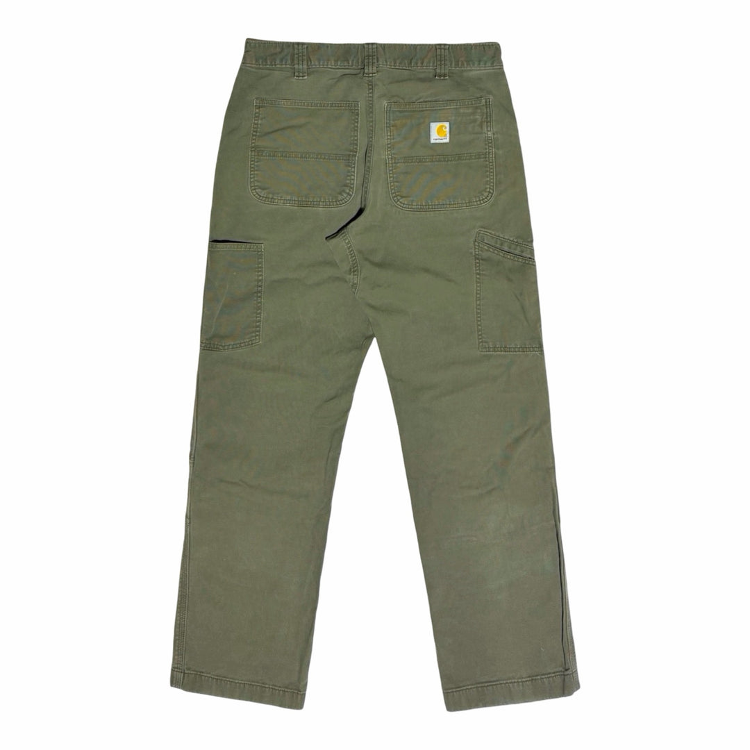Carhartt faded olive double front canvas carpenter pants back