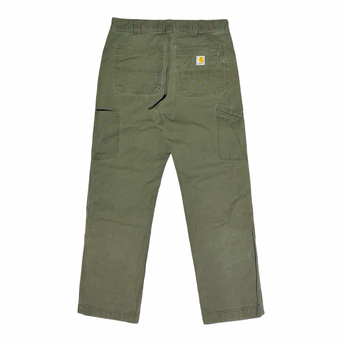 Carhartt faded olive double front canvas carpenter pants back