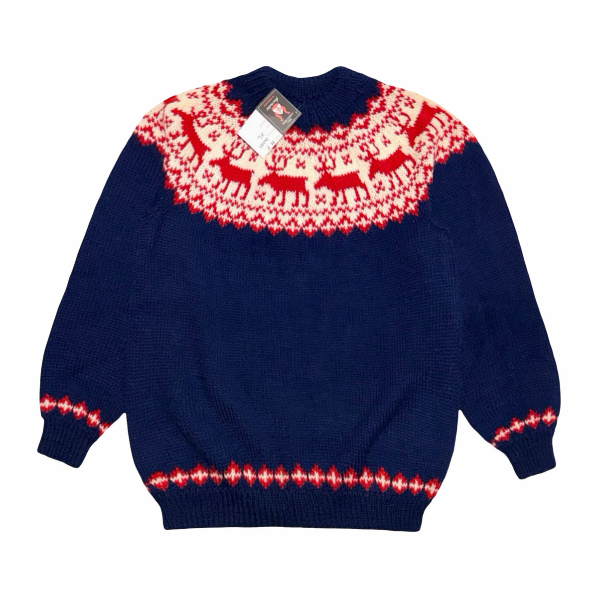 1970's deadstock V. Juul Christensen & Søn hand knit reindeer yoke sweater