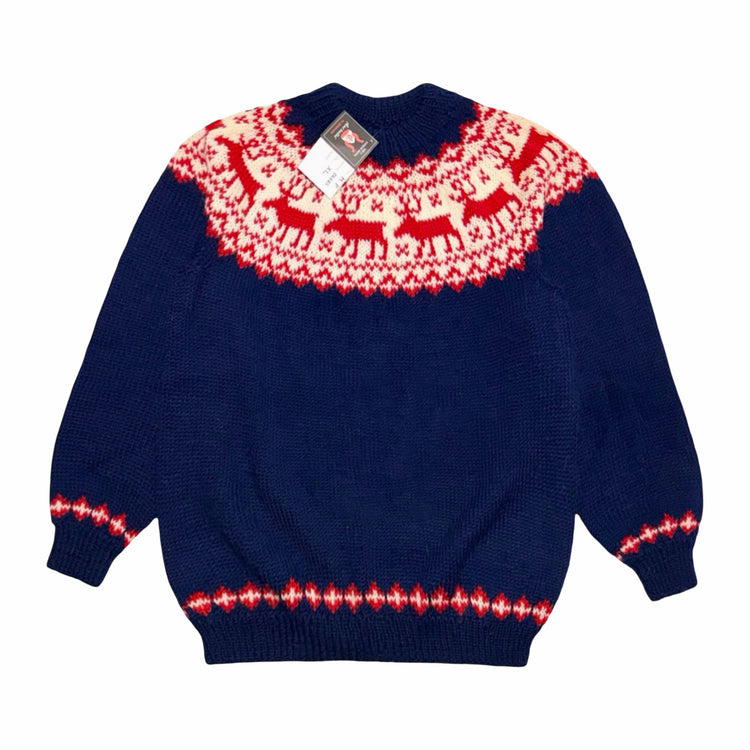 1970's deadstock V. Juul Christensen & Søn hand knit reindeer yoke sweater