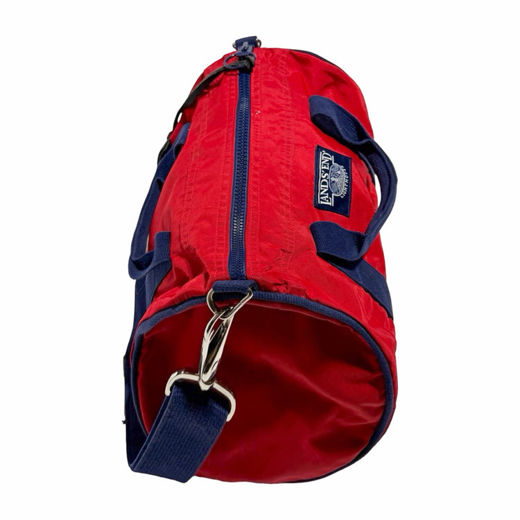 Lands End Lighthouse red nylon barrel duffle bag