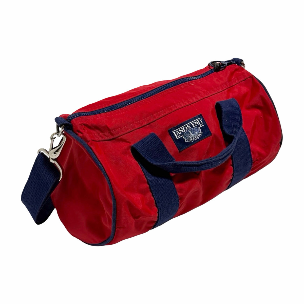 Lands End duffle bag angle view
