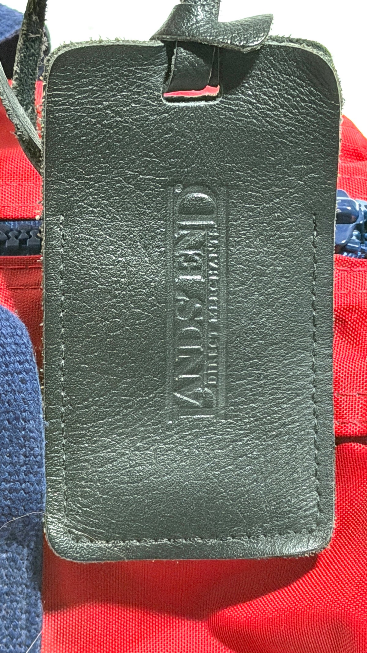 Lands End leather luggage tag