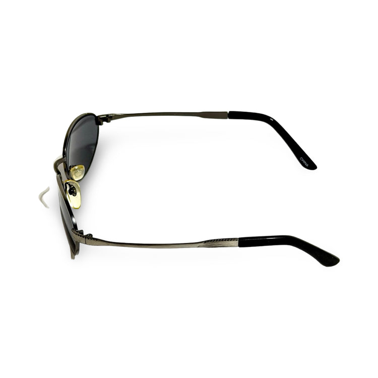 1990'S GUNMETAL OVAL CAT EYE SUNGLASSES