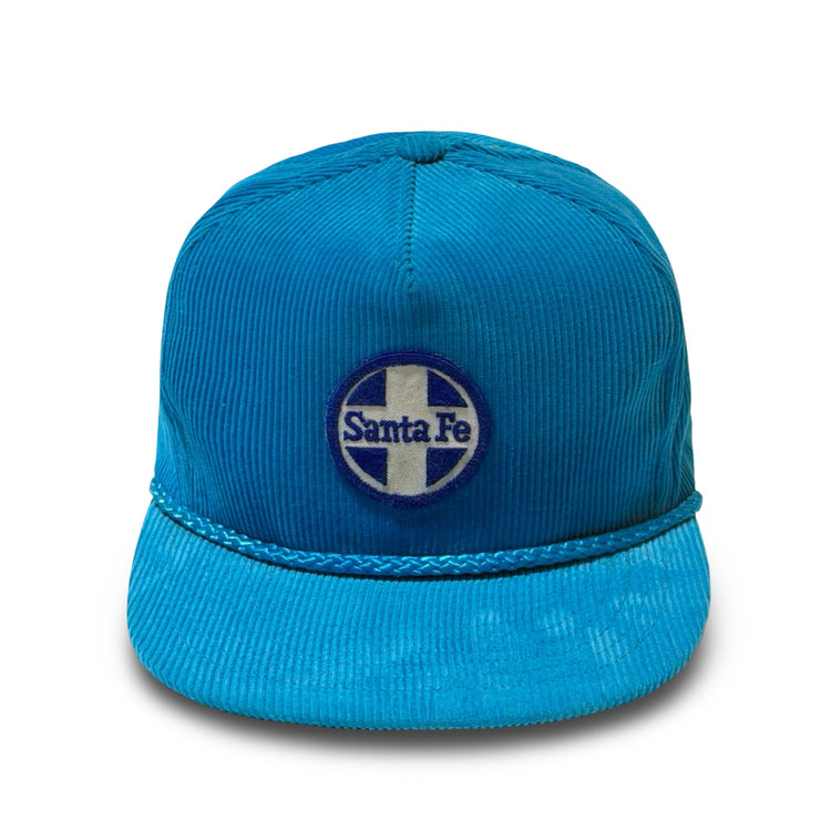 Santa Fe Railway turquoise corduroy hat front