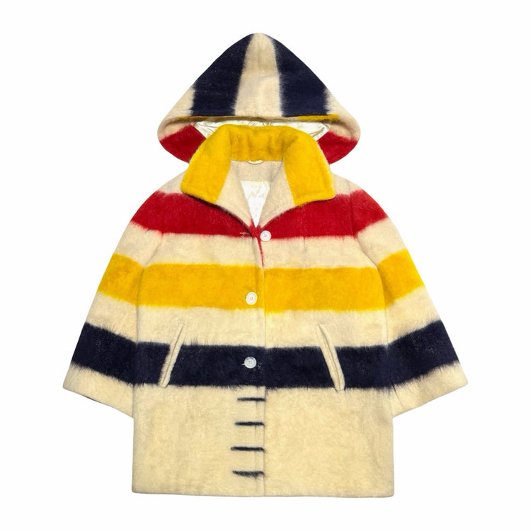 1950's Woolmaster Hudson's Bay Point blanket hooded wool coat