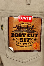 Load image into Gallery viewer, 1990’S DEADSTOCK LEVI’S 517 STAPREST TAN BOOTCUT WESTERN PANTS 28 X 30
