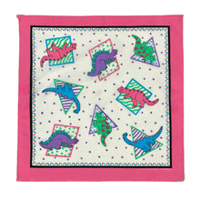 Load image into Gallery viewer, 1980’S PASTEL DINOSAURS MADE IN USA SELVEDGE COLORFAST BANDANA
