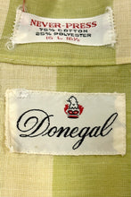 Load image into Gallery viewer, 1950’S DONEGAL PLAID SELVEDGE LOOP COLLAR S/S B.D. SHIRT LARGE
