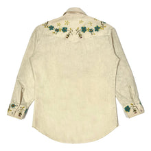 Load image into Gallery viewer, 1970’S CUSTOM MADE IN USA HAND EMBROIDERED FLORAL WESTERN PEARL SNAP L/S B.D. SHIRT MEDIUM
