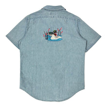 Load image into Gallery viewer, 1990’S POLO RALPH LAUREN EMBROIDERED DENIM SAFARI S/S B.D. SHIRT LARGE
