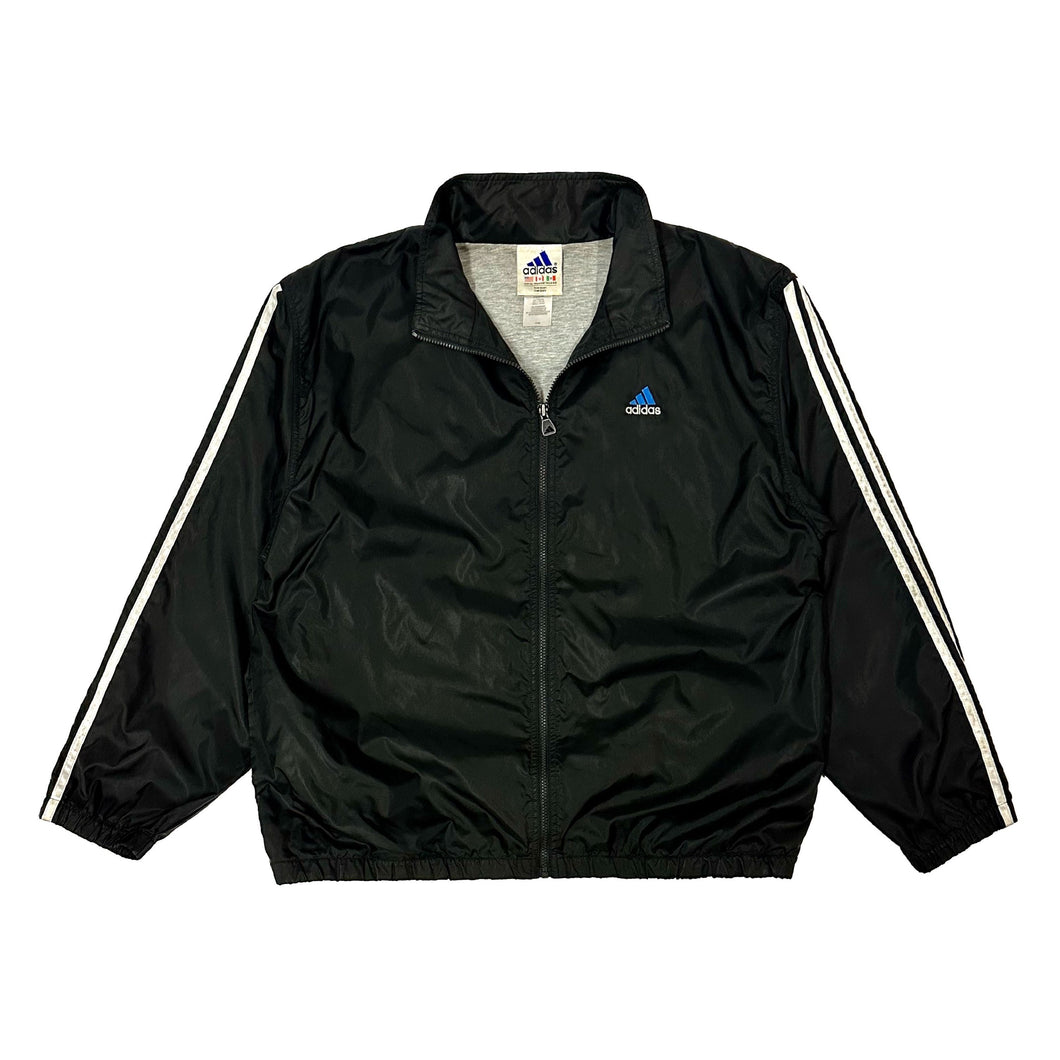 1990’S ADIDAS EMBROIDERED TREFOIL LOGO STRIPED RUNNING JACKET X-LARGE