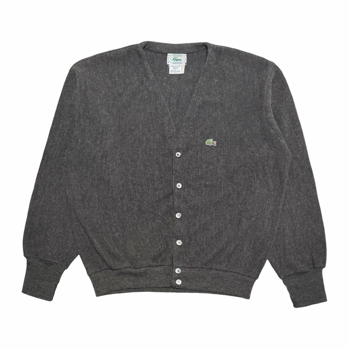 1970's Izod Lacoste charcoal Orlon cardigan sweater