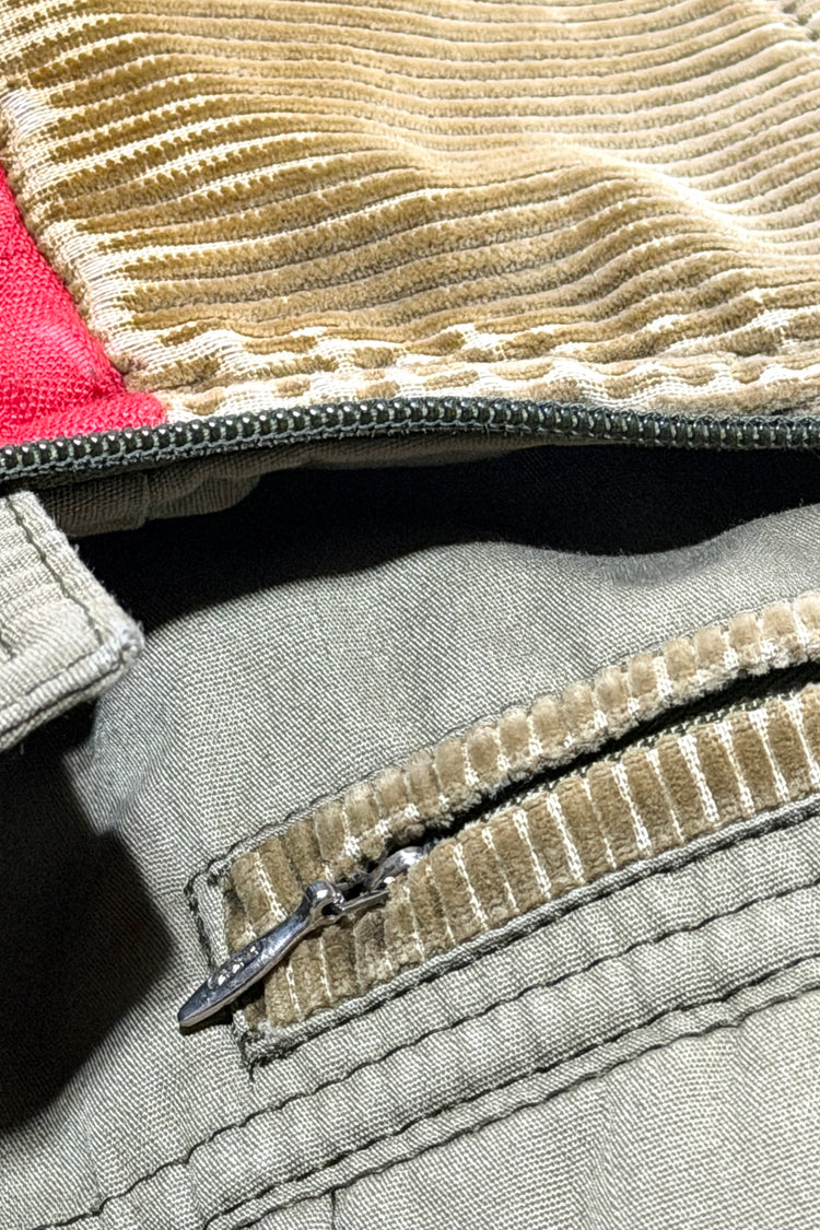 Corduroy trimmed zip chest pocket