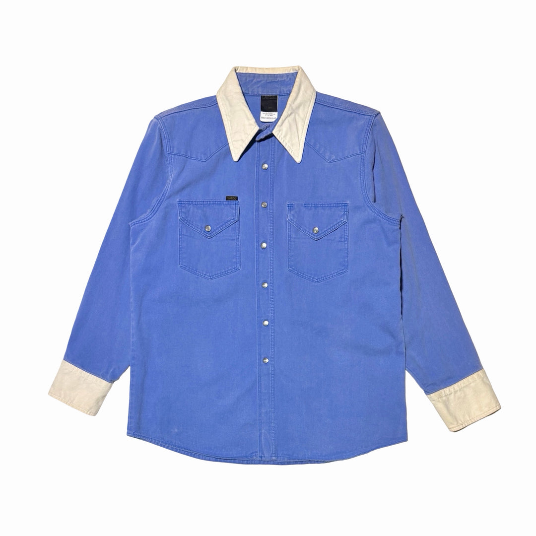 LAPCO periwinkle western snap shirt front