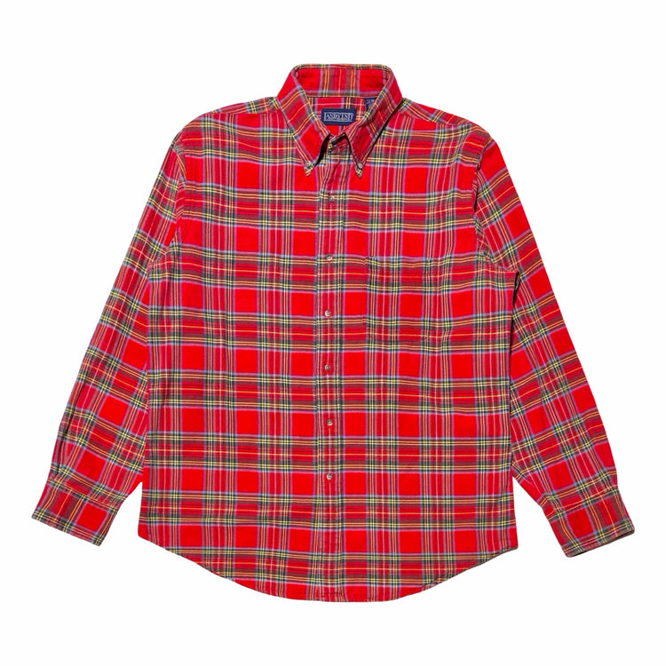 Lands End red plaid flannel shirt front