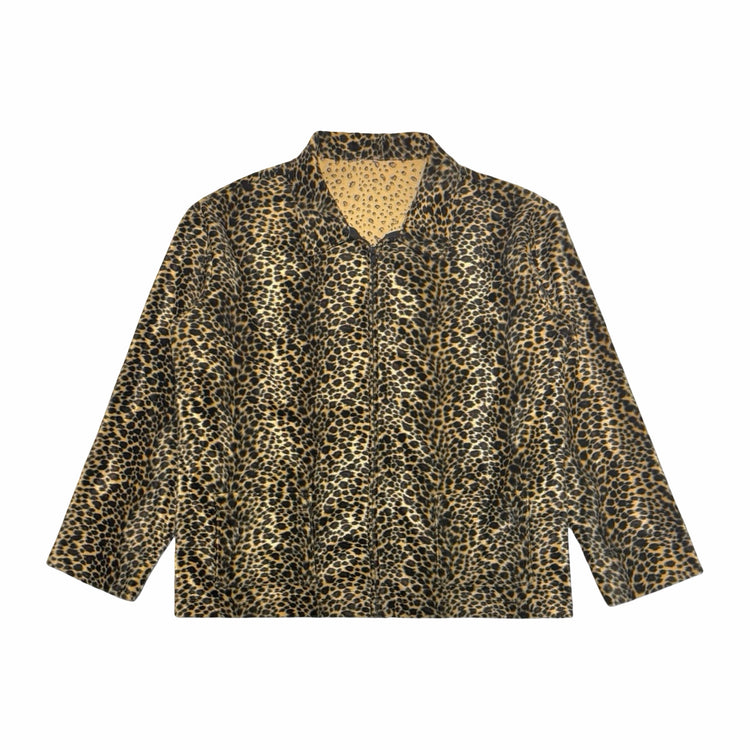 1980's cropped leopard print shirt jacket large