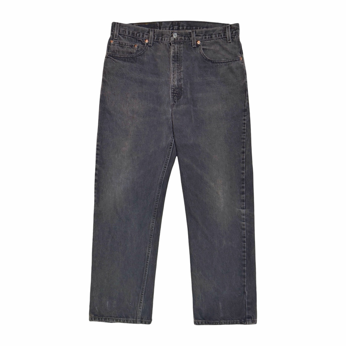 Levi's 505 faded black straight leg jeans, front