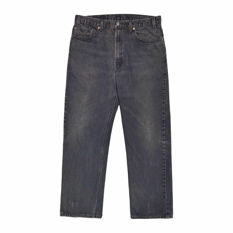 Levi's 505 faded black straight leg jeans, front