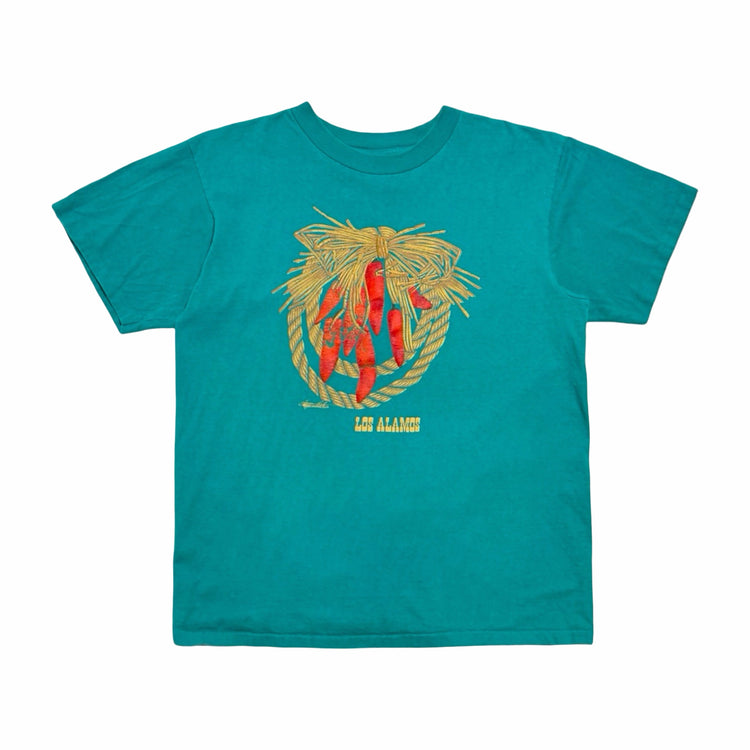 Oneita Los Alamos chile ristra teal t-shirt