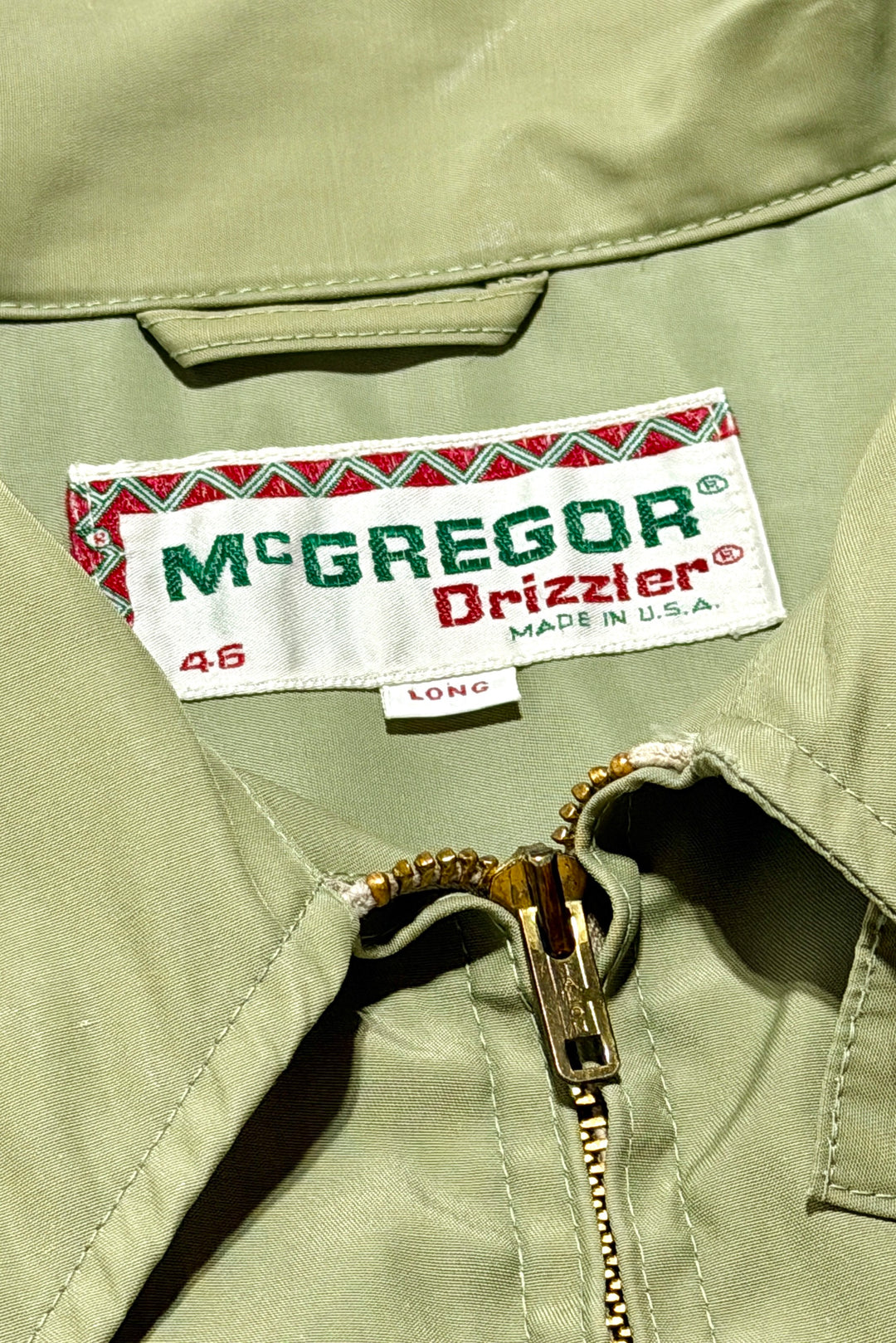 McGregor Drizzler label and zipper, size 46 Long