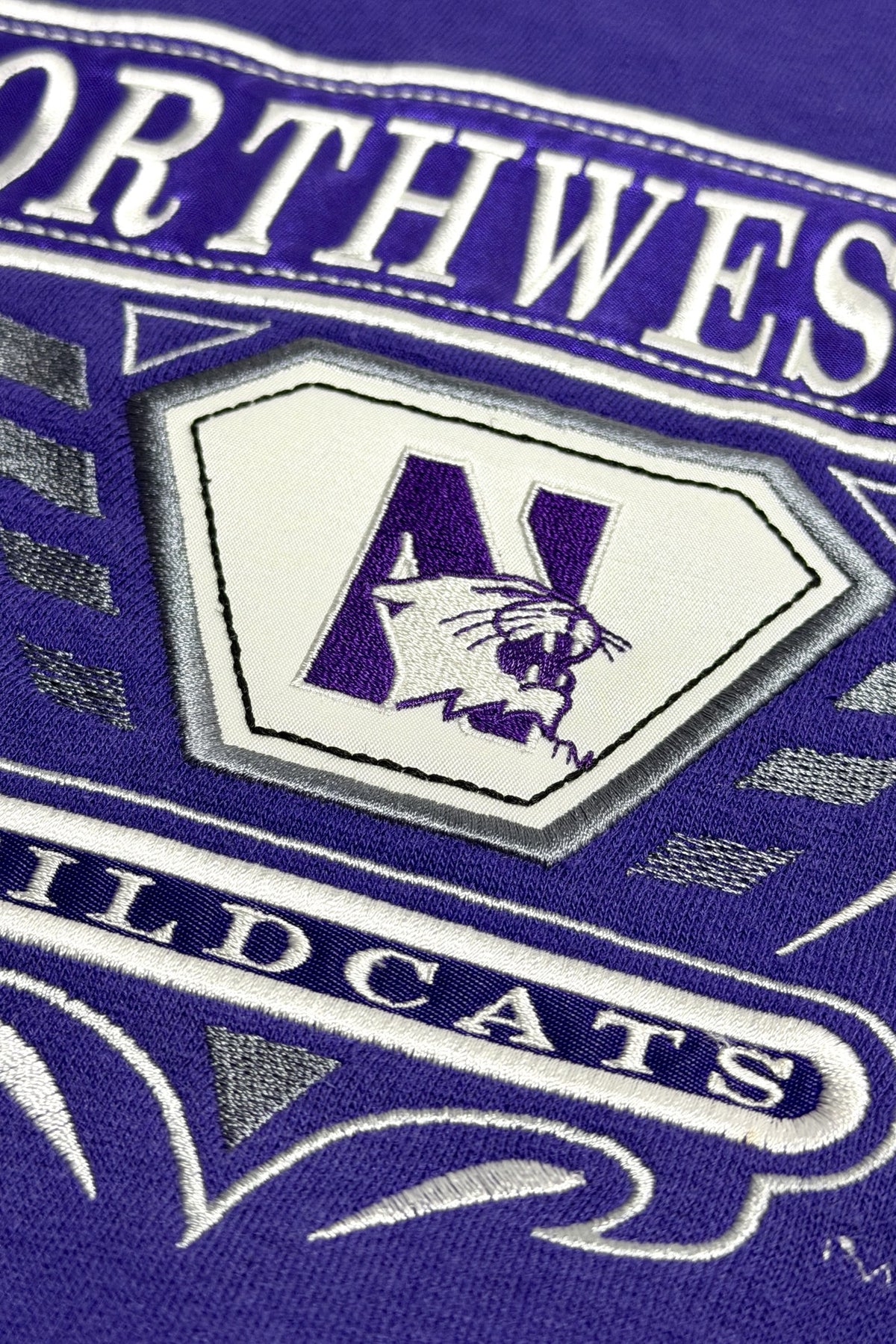 Northwestern Wildcats N and wildcat shield patch detail