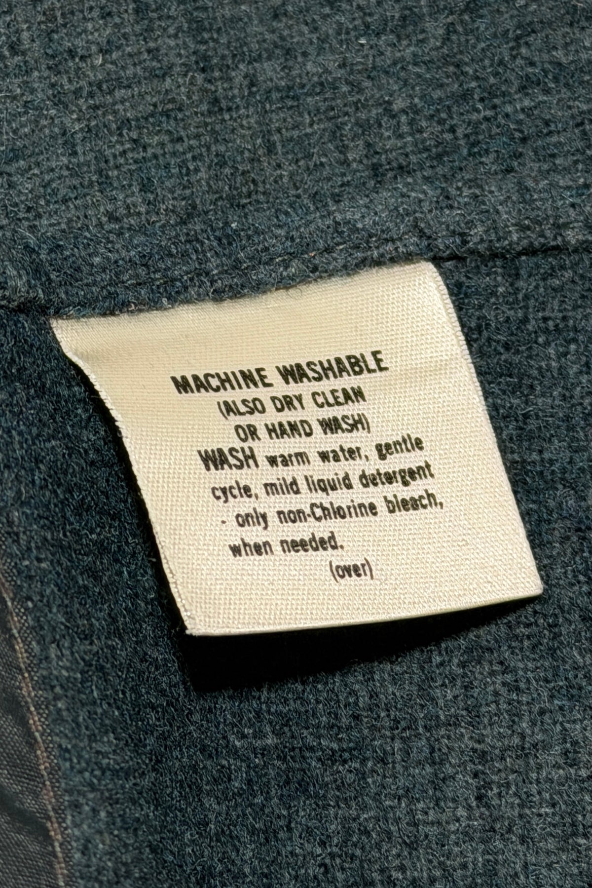 Pendleton machine washable care label