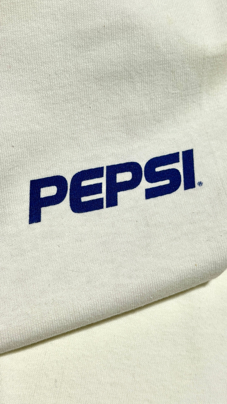 1990's Pepsi graphic tee, Pepsi wordmark closeup on front chest