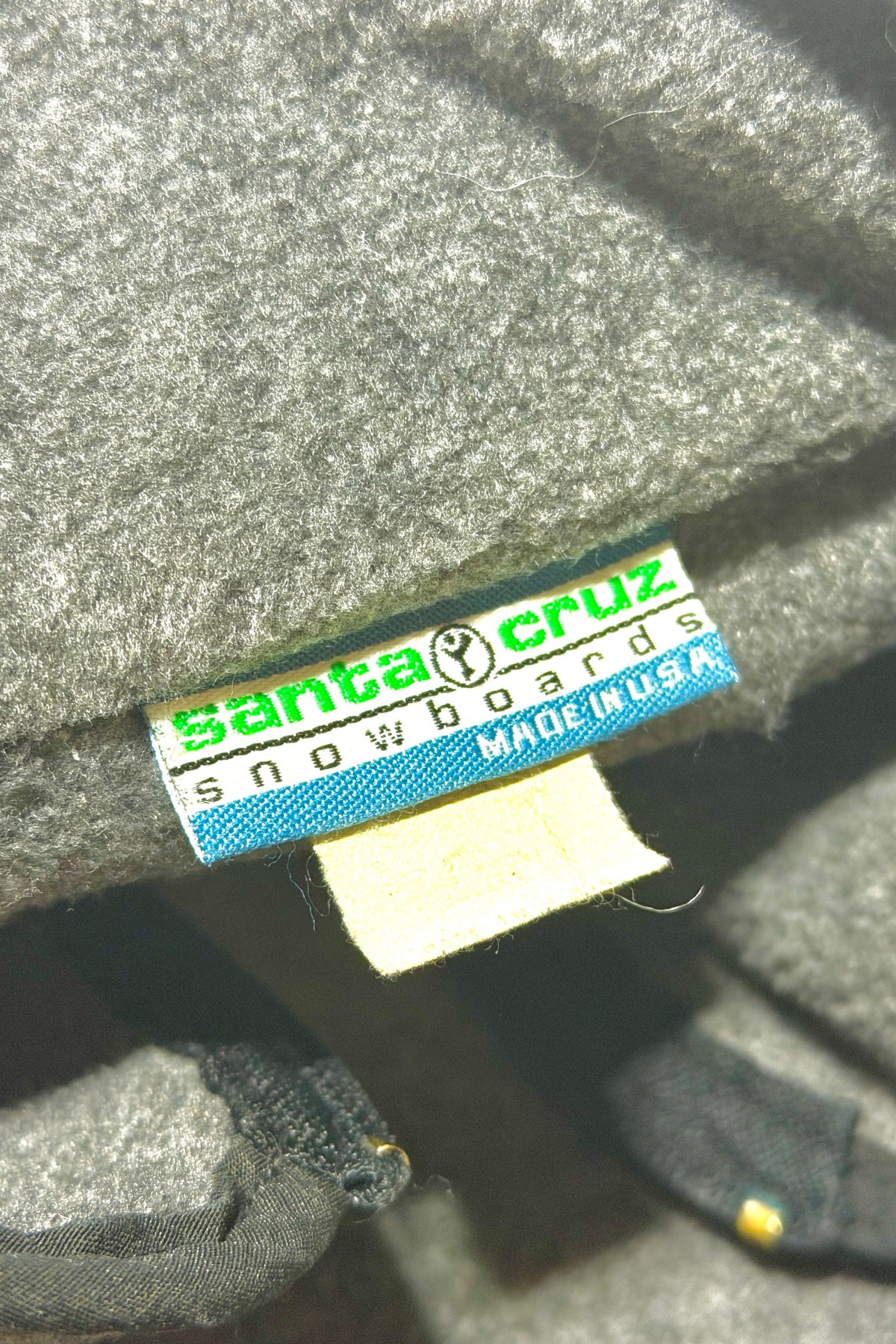 Santa Cruz Snowboards made in USA neck tag