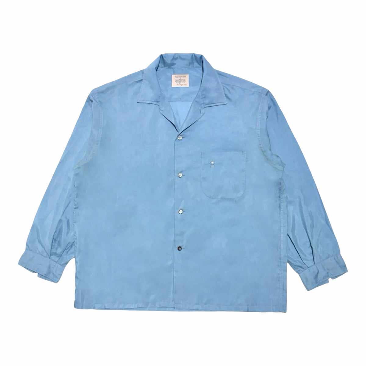 1960'S PENNEY'S TOWNCRAFT WASH 'N' WEAR SKY BLUE LOOP COLLAR L/S SHIRT front