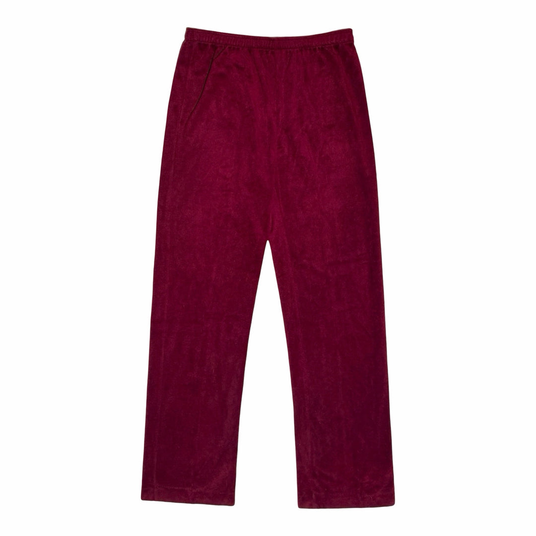 Burgundy velour track pants