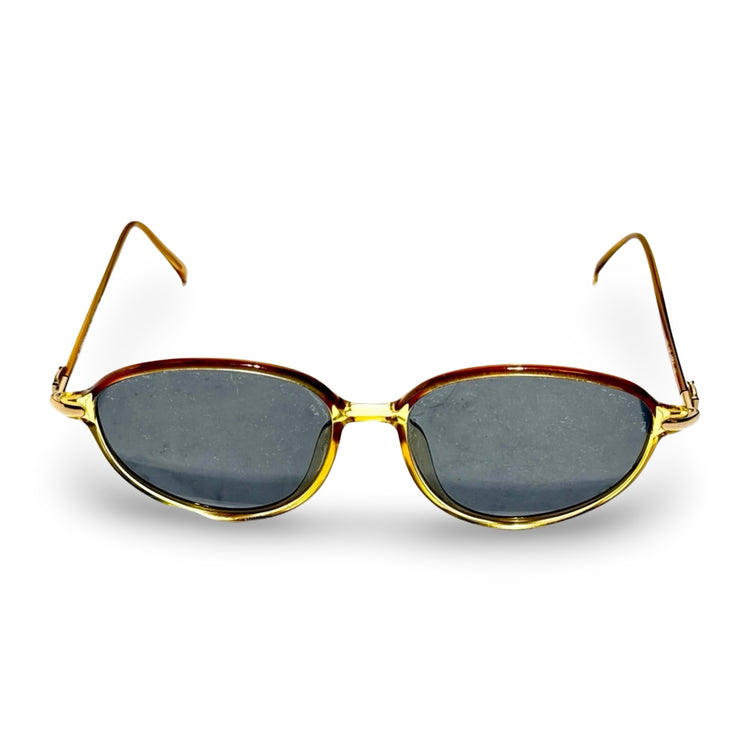 1990'S VIENNA LINE DESIGNED IN AUSTRIA AMBER TORTOISE OVAL GRAY LENS SUNGLASSES front