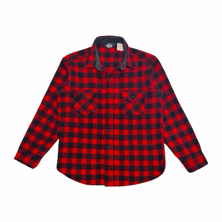 1980's Woolrich made in USA red and black buffalo plaid wool blended button down shirt x-large