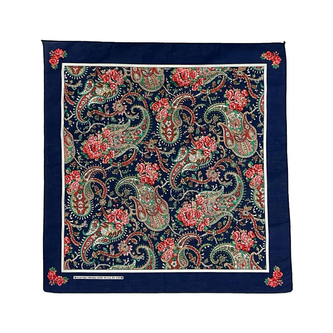 1970’S FLORAL PAISLEY MADE IN USA SELVEDGE BANDANA