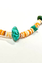 Load image into Gallery viewer, 1980’S TURQUOISE CHUNK AND SPINEY OYSTER SHELL HEISHI BEAD NECKLACE
