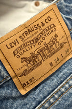 Load image into Gallery viewer, 1990’S LEVI’S MADE IN USA ORANGE TAB 517 COWBOY CUT WESTERN DENIM JEANS 33 X 29
