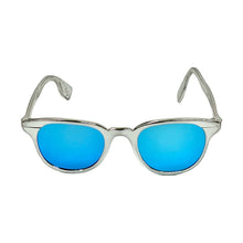 Load image into Gallery viewer, 1960’S TURA INC OPTICAL DESIGN POLISHED METAL WAYFARER FRAMES WITH MIRRORED BLUE POLARIZED LENSES

