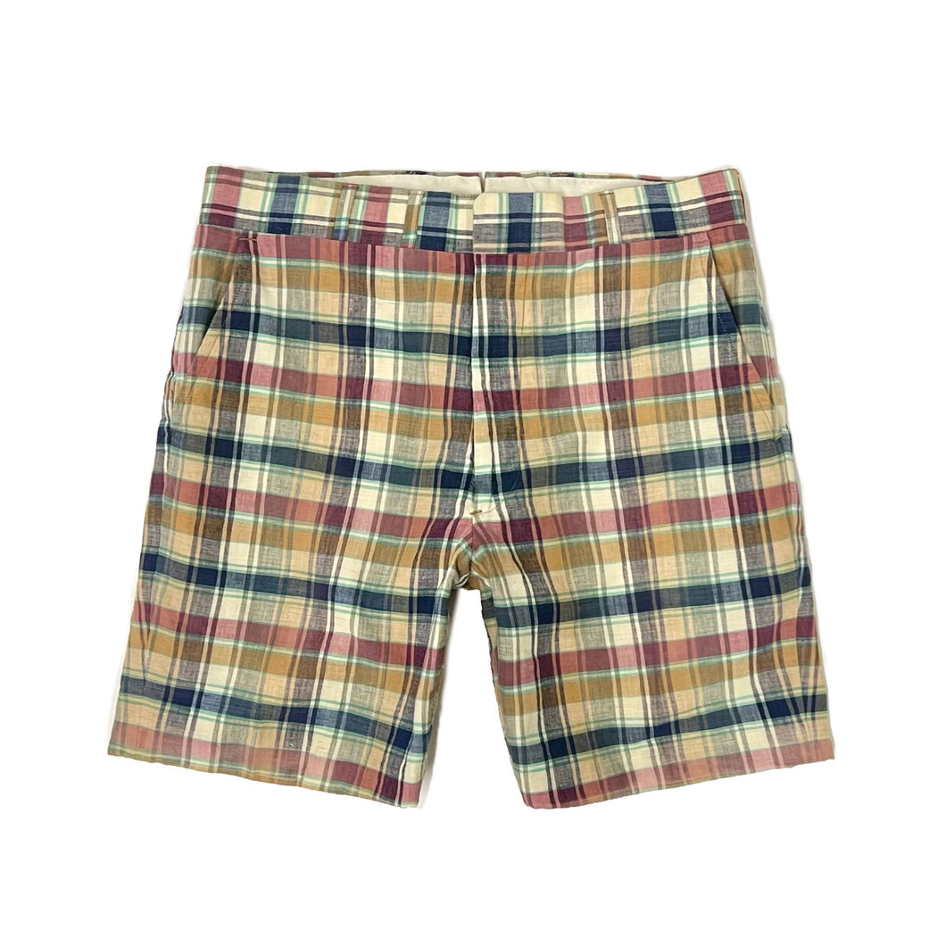 1970’S SANTA FE COUNTRY STORE UNIONMADE FLAT FRONT MADRAS SHORTS 32